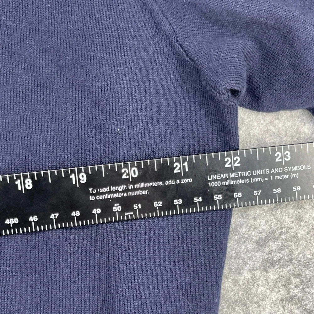 Polo Ralph Lauren V-Neck Sweater Men Large Blue Pima Cotton Pony Logo Preppy